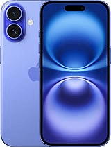 A purple smartphone is shown from the front and back. The front display shows a blue abstract pattern. The back features dual cameras with a flash in the top left corner. An apple logo is visible in the center of the back.